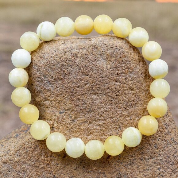 Butter Jade Crystal Gemstone Bracelet Handmade - Picture 1 of 5